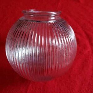 Vintage Round Ribbed Domed Clear Glass Light Lens Shade - Fits Several - MINT!